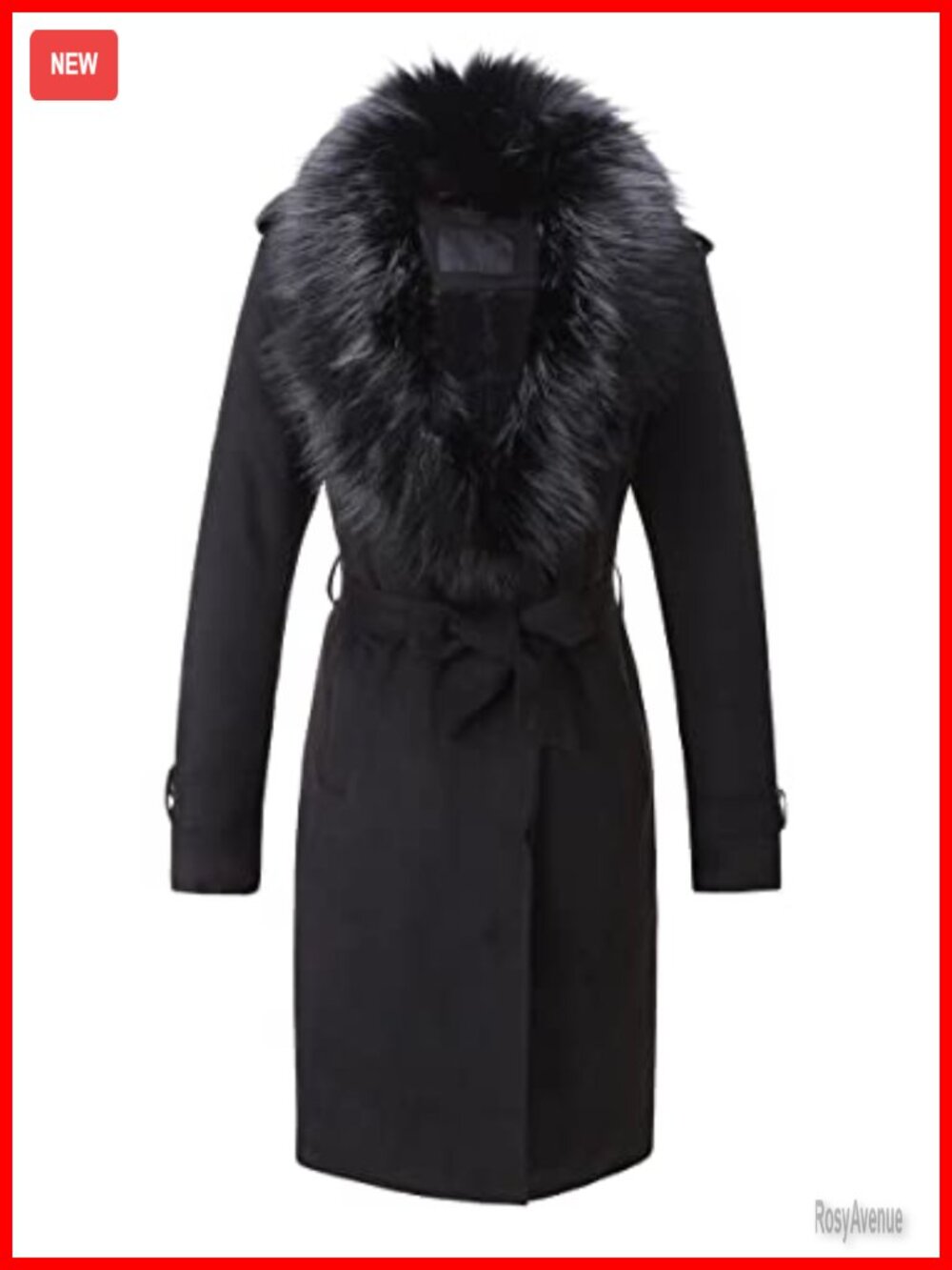 Faux Suede Fleece Lined Trench Coat Faux Fur Collar Belted Snap Closure